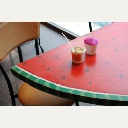 ayumilog | Taipei | 百果園　台湾マンゴー堪能 | スイカのテーブル。可愛